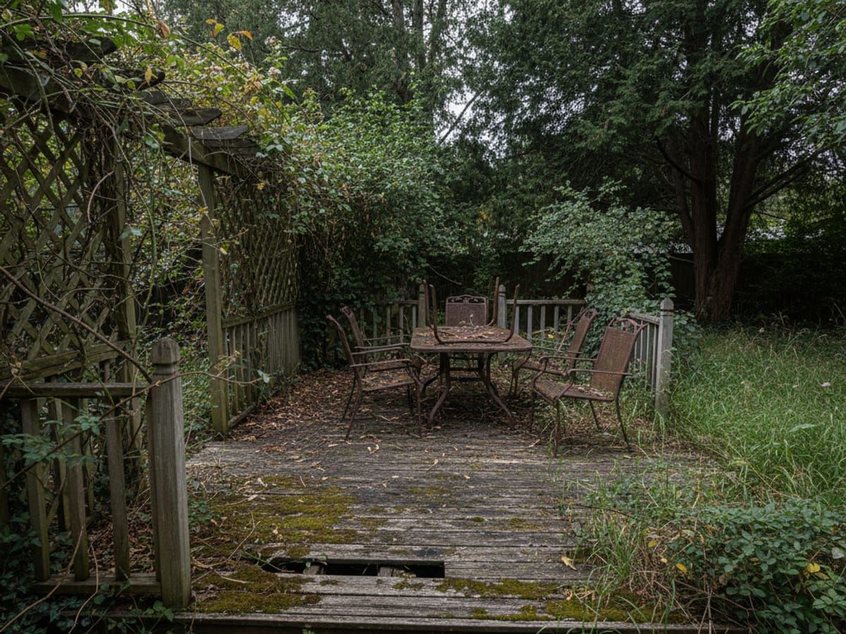 Neglected backyard deck in Murray