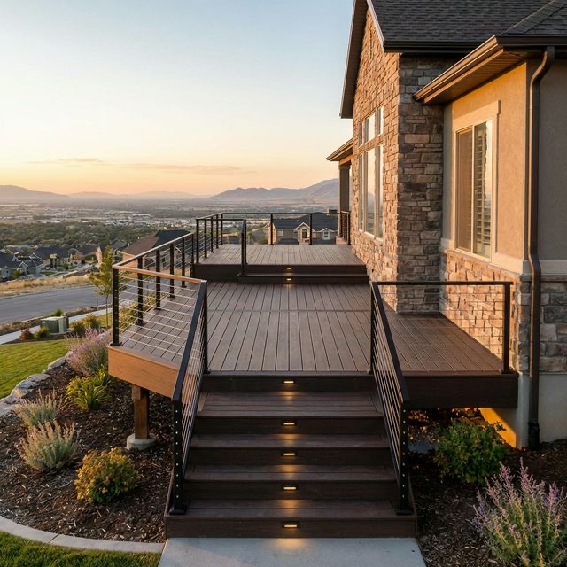 Elevated deck in Traverse Mountain Lehi with Wasatch panorama