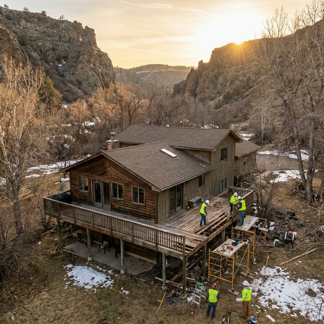 Deck near Logan Canyon with Cache Valley mountain views